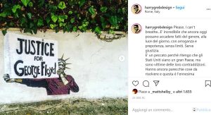 Roma - Il post dell'artista Harry Greb per spiegare il suo murales