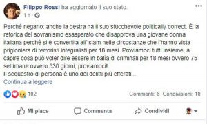 Filippo Rossi commenta la liberazione di Silvia Romano - Il post dopo la cancellazione della foto di Mia Khalifa