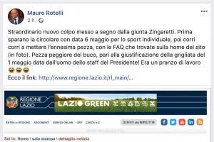 Il post su Facebook di Mauro Rotelli