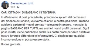 Il chiarimento della pagina "Bassano per tutti"