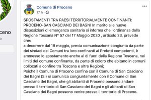 Uno dei due annunci del comune di Proceno