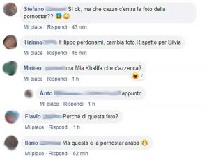 Filippo Rossi commenta la liberazione di Silvia Romano con una foto di Mia Khalifa - I commenti degli utenti
