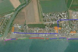 Tarquinia - La mappa d'accesso al lido (in viola i tratti interdetti)