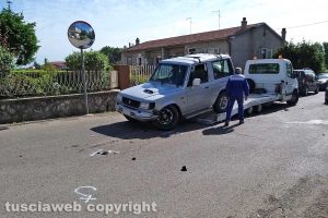 Montefiascone - Scontro tra una jeep e un'auto in via Paternocchio