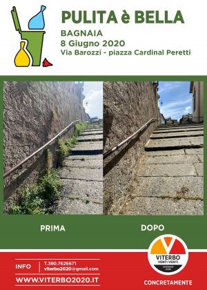 Viterbo Venti Venti pulisce la scalinata che porta a Villa Lante