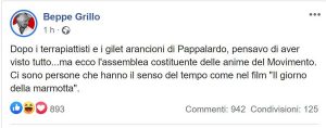 Il post di Beppe Grillo in replica alla proposta di Alessandro Di Battista sull'assemblea costituente