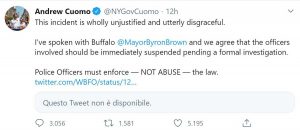 Il Tweet di Andrew Cuomo sull'incidente di Buffalo