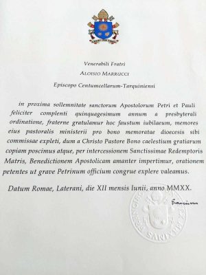 La lettera di papa Francesco al vescovo Luigi Marrucci