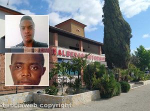 Orte - Il centro d'accoglienza - E nei riquadri l'arrestato Imade Robinson e la vittima Eugene Moses