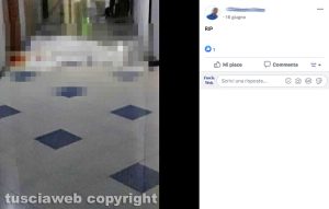 Omicidio di Orte - Il corpo di Moses coperto da un lenzuolo su Facebook