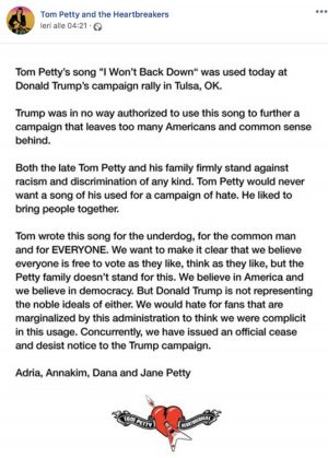 Tom Petty - Il post dei familiari