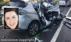 Montalto di Castro - Incidente in strada Dogana - Nel riquadro Lauretta Cardarelli
