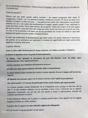 Stupro nel pub di CasaPound - Lettera anonima