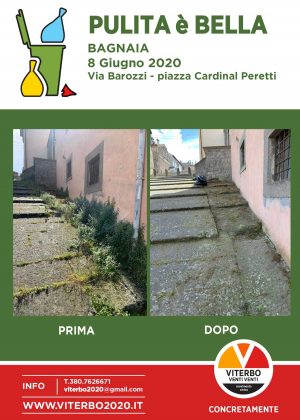 Viterbo Venti Venti pulisce la scalinata che porta a Villa Lante