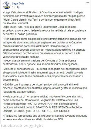 Omicidio nel centro d'accoglienza a Orte - La Lega chiede lo sgombero della struttura