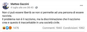 Matteo Gazzini su Facebook