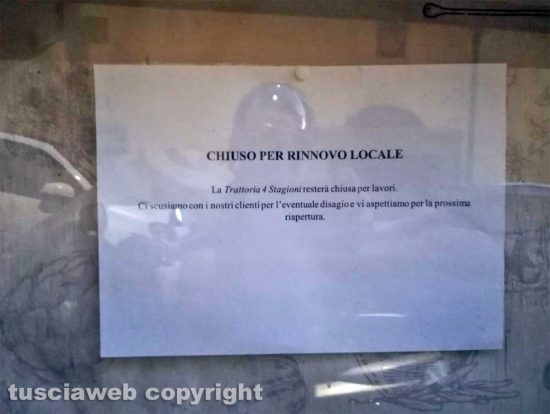 Viterbo - Il secondo cartello della trattoria 4 stagioni
