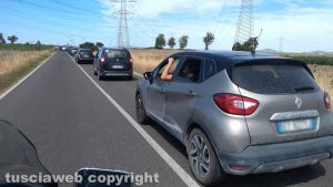 La coda su strada Dogana dopo l'incidente