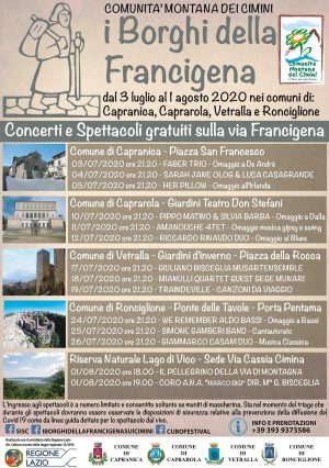  Locandina del festival "I Borghi e le aree naturalistiche della via Francigena"
