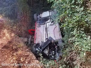 Montefiascone - Auto fuori strada sulla Verentana
