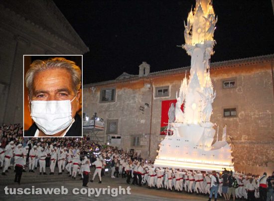 Viterbo - Santa Rosa - Gloria al sagrato - Nel riquadro il sindaco Giovanni Arena