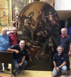 Viterbo - Il quadro restaurato il quadro restaurato nella chiesa del Rosario di Bagnaia