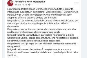 Il post su Facebook dell'hotel Margherita