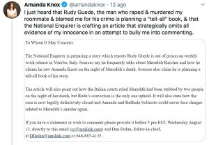 Il tweet di Amanda Knox