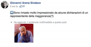 Viterbo - Il post del sindaco Giovanni Arena indirizzato a Gianmaria Santucci