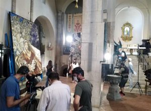 Acquapendente - La conduttrice Lorena Bianchetti gira una puntata del suo programma nella città dell'alta Tuscia