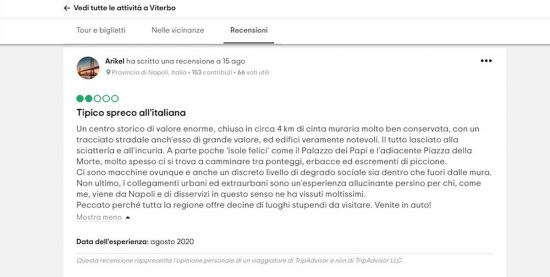 Viterbo - La recensione di un turista su Tripadvisor