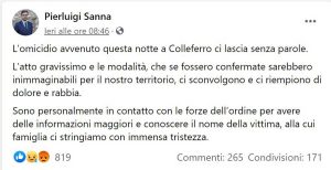  Il post del sindaco di Colleferro, Pierluigi Sanna sulla morte di sulla morta di Willy Monteiro Duarte
