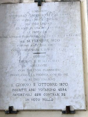 Annessione Viterbo al Regno d' Italia - La lapide