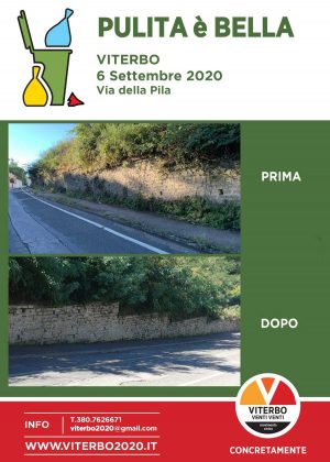Viterbo - Il Movimento civico Viterbo2020 ha pulito via della Pila