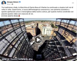 Macchina di Santa Rosa, il post di Giorgia Meloni