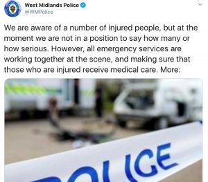 Accoltellamento a Birmingham - Il tweet della polizia