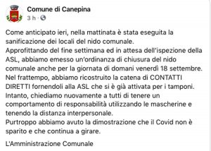 Il post dell'amministrazione comunale di Canepina 