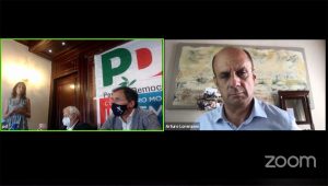 Un frame della diretta Facebook con Boccia e Baretta durante la quale Lorenzoni ha avuto un malore 