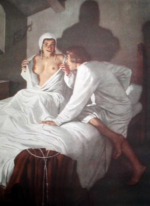 Un'illustrazione del Decamerone di Boccasile