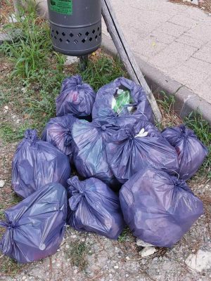 I sacchi di rifiuti raccolti da Fare verde 