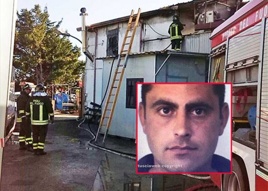 L'incendio a Tarquinia - Nel riquadro Ionel Pavel