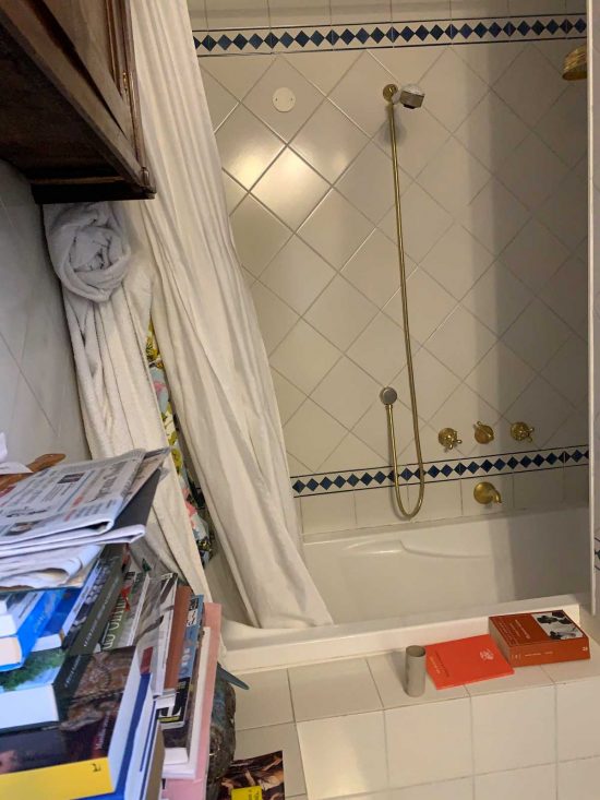 Vittorio Sgarbi collegato dal bagno