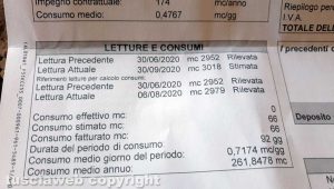 La fattura con indicate le "letture e consumi" di Talete 