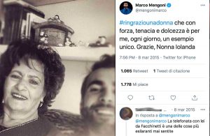 Marco Mengoni e nonna Jolanda, in un post del cantante di qualche anno fa