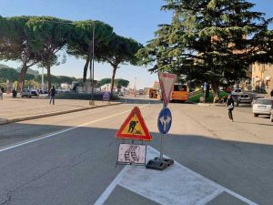 Lavori in corso in piazza Martiri d'Ungheria