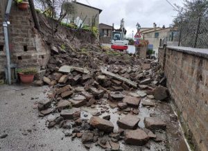 Bassano in Teverina - Muro crollato in via Regina Elena