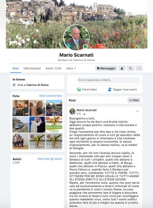 Fabrica di Roma - Il post Facebook del sindaco Mario Scarnati: "Il Coronavirus è colpa del diavolo"