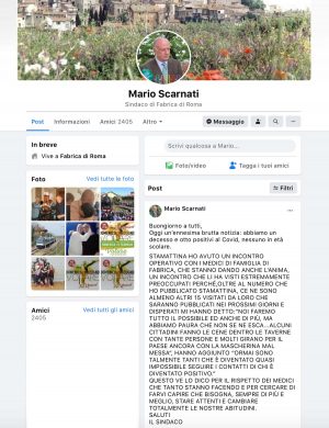 Fabrica di Roma - Il post Facebook del sindaco Mario Scarnati dopo l'incontro con i medici di base
