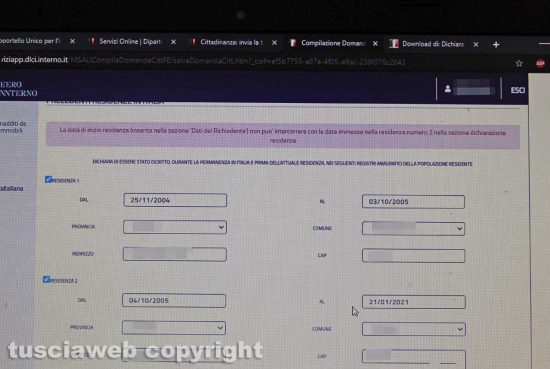 Domanda di cittadinanza on line - La parte riguardante la residenza