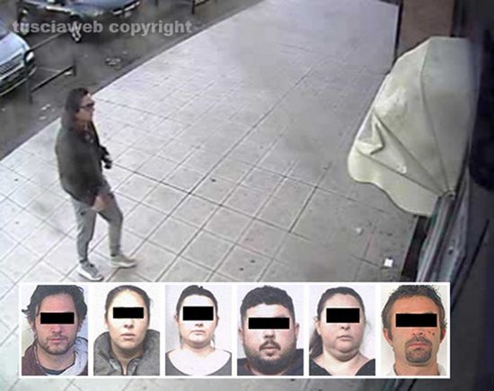 Operazione Family - Le immagini delle telecamere - Nei riquadri: Gli arrestati